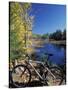 Mountain Bike at Beaver Pond in Pawtuckaway State Park, New Hampshire, USA-Jerry & Marcy Monkman-Stretched Canvas