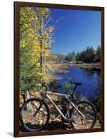 Mountain Bike at Beaver Pond in Pawtuckaway State Park, New Hampshire, USA-Jerry & Marcy Monkman-Framed Photographic Print