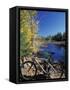 Mountain Bike at Beaver Pond in Pawtuckaway State Park, New Hampshire, USA-Jerry & Marcy Monkman-Framed Stretched Canvas