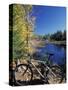 Mountain Bike at Beaver Pond in Pawtuckaway State Park, New Hampshire, USA-Jerry & Marcy Monkman-Stretched Canvas