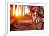 Mountain Bike Cyclist Riding Single Track at Sunrise Healthy Lifestyle Active Athlete Doing Sport-warrengoldswain-Framed Photographic Print