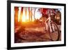 Mountain Bike Cyclist Riding Single Track at Sunrise Healthy Lifestyle Active Athlete Doing Sport-warrengoldswain-Framed Photographic Print