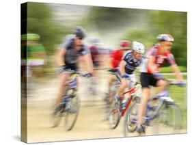 Mountain Bike Race, Bannockburn, near Cromwell, Central Otago, South Island, New Zealand-David Wall-Stretched Canvas