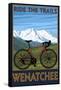 Mountain Bike Scene - Wenatchee, WA-Lantern Press-Framed Stretched Canvas