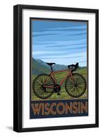 Mountain Bike Scene - Wisconsin-Lantern Press-Framed Art Print