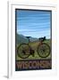 Mountain Bike Scene - Wisconsin-Lantern Press-Framed Art Print