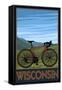 Mountain Bike Scene - Wisconsin-Lantern Press-Framed Stretched Canvas