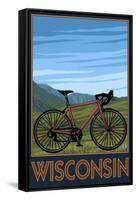 Mountain Bike Scene - Wisconsin-Lantern Press-Framed Stretched Canvas