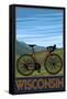 Mountain Bike Scene - Wisconsin-Lantern Press-Framed Stretched Canvas