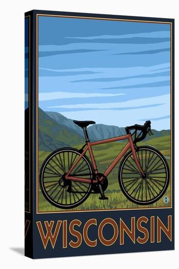 Mountain Bike Scene - Wisconsin-Lantern Press-Stretched Canvas