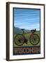 Mountain Bike Scene - Wisconsin-Lantern Press-Framed Art Print