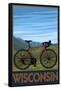 Mountain Bike Scene - Wisconsin-Lantern Press-Framed Stretched Canvas