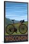 Mountain Bike Scene - Wisconsin-Lantern Press-Stretched Canvas