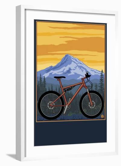 Mountain Bike Scene-Lantern Press-Framed Art Print