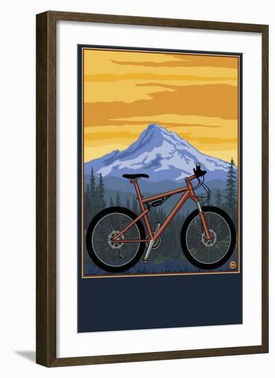 Mountain Bike Scene-Lantern Press-Framed Art Print