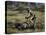 Mountain Biker Against a Blurry Background, Mt. Bike-Michael Brown-Stretched Canvas