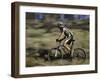 Mountain Biker Against a Blurry Background, Mt. Bike-Michael Brown-Framed Photographic Print