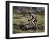 Mountain Biker Against a Blurry Background, Mt. Bike-Michael Brown-Framed Photographic Print