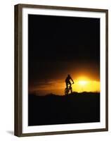 Mountain Biker Against Stormy Sunset, Fruita, Colorado, USA-Chuck Haney-Framed Premium Photographic Print