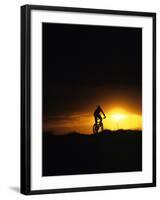 Mountain Biker Against Stormy Sunset, Fruita, Colorado, USA-Chuck Haney-Framed Photographic Print