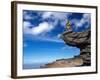 Mountain Biker and Rock Formations, Dunstan Range, Central Otago-David Wall-Framed Photographic Print