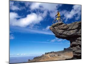 Mountain Biker and Rock Formations, Dunstan Range, Central Otago-David Wall-Mounted Photographic Print