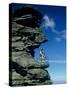 Mountain Biker and Rock Tor, Dunstan Mountains, Central Otago-David Wall-Stretched Canvas