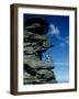 Mountain Biker and Rock Tor, Dunstan Mountains, Central Otago-David Wall-Framed Photographic Print