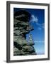 Mountain Biker and Rock Tor, Dunstan Mountains, Central Otago-David Wall-Framed Photographic Print