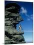 Mountain Biker and Rock Tor, Dunstan Mountains, Central Otago-David Wall-Mounted Photographic Print