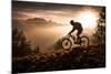 Mountain Biker at Sunset - Lantern Press Photography-Lantern Press-Mounted Photographic Print