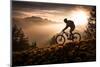 Mountain Biker at Sunset - Lantern Press Photography-Lantern Press-Mounted Photographic Print