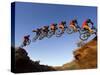 Mountain Biker Catches Air at Rampage Site near Virgin, Utah, USA-Chuck Haney-Stretched Canvas