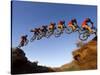 Mountain Biker Catches Air at Rampage Site near Virgin, Utah, USA-Chuck Haney-Stretched Canvas