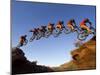 Mountain Biker Catches Air at Rampage Site near Virgin, Utah, USA-Chuck Haney-Mounted Premium Photographic Print