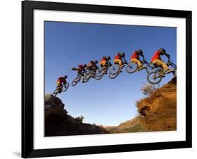 Mountain Biker Catches Air at Rampage Site near Virgin, Utah, USA-Chuck Haney-Framed Photographic Print