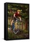 Mountain Biker in Trees-Lantern Press-Framed Stretched Canvas