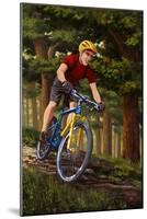 Mountain Biker in Trees-Lantern Press-Mounted Art Print