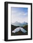 Mountain biker looking at Bachalpsee lake and Bernese Oberland mountains at dawn-Roberto Moiola-Framed Photographic Print