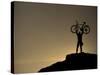 Mountain Biker on Cliffs, Turnagain Arm, Alaska, USA-Paul Souders-Stretched Canvas