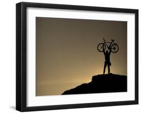 Mountain Biker on Cliffs, Turnagain Arm, Alaska, USA-Paul Souders-Framed Premium Photographic Print