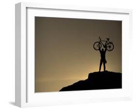 Mountain Biker on Cliffs, Turnagain Arm, Alaska, USA-Paul Souders-Framed Premium Photographic Print