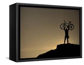 Mountain Biker on Cliffs, Turnagain Arm, Alaska, USA-Paul Souders-Framed Stretched Canvas