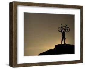 Mountain Biker on Cliffs, Turnagain Arm, Alaska, USA-Paul Souders-Framed Photographic Print