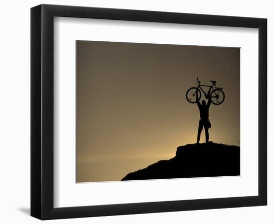 Mountain Biker on Cliffs, Turnagain Arm, Alaska, USA-Paul Souders-Framed Photographic Print