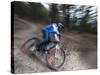 Mountain Biker on Malice in Plunderland Trail, Spencer Mountain, Whitefish, Montana, USA-Chuck Haney-Stretched Canvas