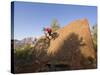 Mountain Biker on Natural Wall Ride, Rockville, Utah, USA-Chuck Haney-Stretched Canvas