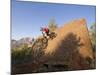 Mountain Biker on Natural Wall Ride, Rockville, Utah, USA-Chuck Haney-Mounted Photographic Print