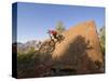 Mountain Biker on Natural Wall Ride, Rockville, Utah, USA-Chuck Haney-Stretched Canvas