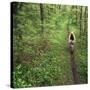 Mountain Biker on the Erie Canal Trail, Defiance, Ohio, USA-Chuck Haney-Stretched Canvas